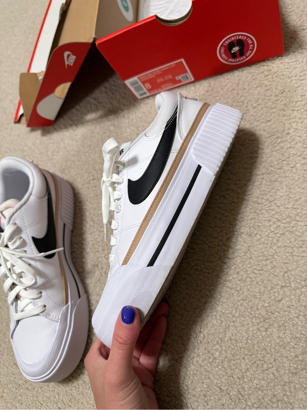 Nike White Black Sneakers with Tan Trim - Women